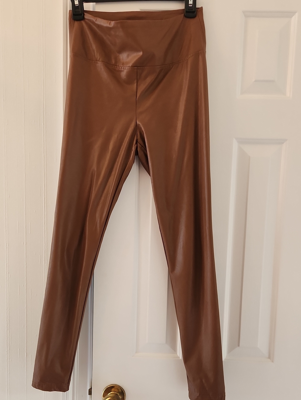 Boston Proper Brown Faux Leather Leggings Fleece Lined